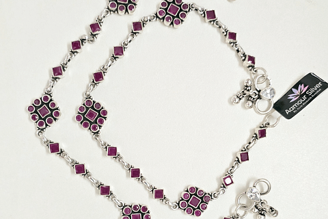 Indian 925 Silver Anklet cutstone