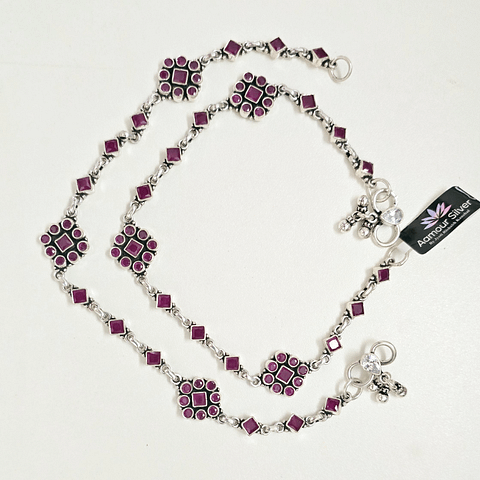 Indian 925 Silver Anklet cutstone