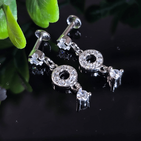 Cz Oval hanging Ear stud