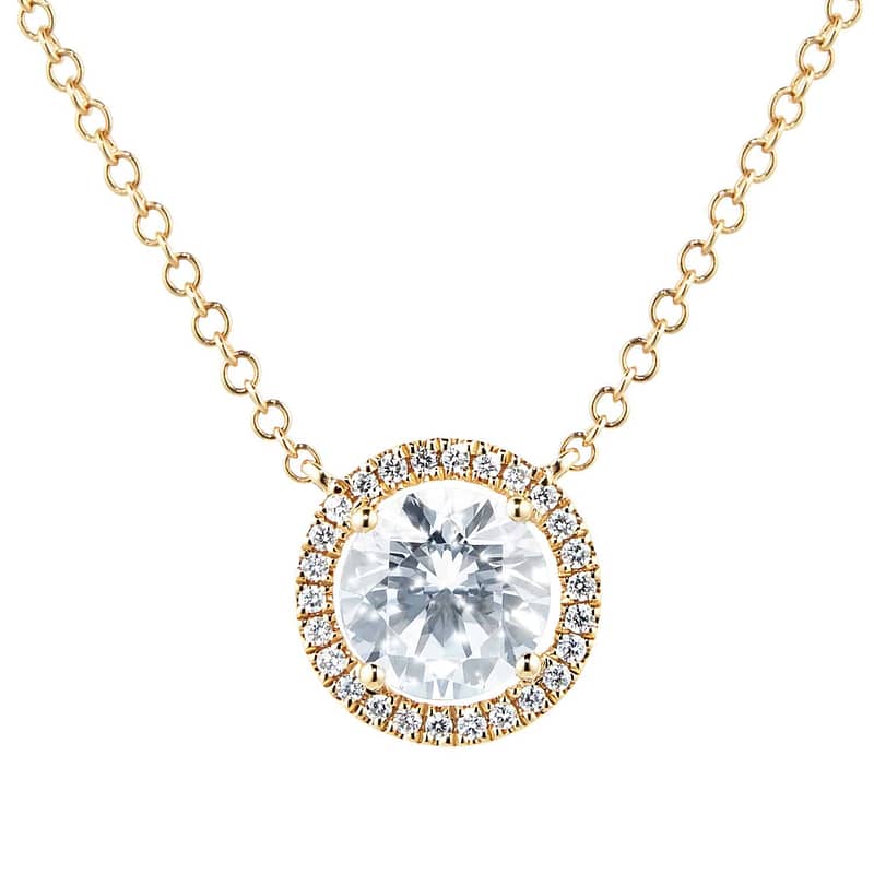 Grace 18ct Yellow Gold, White Topaz Round 0.10cttw Diamond Necklace