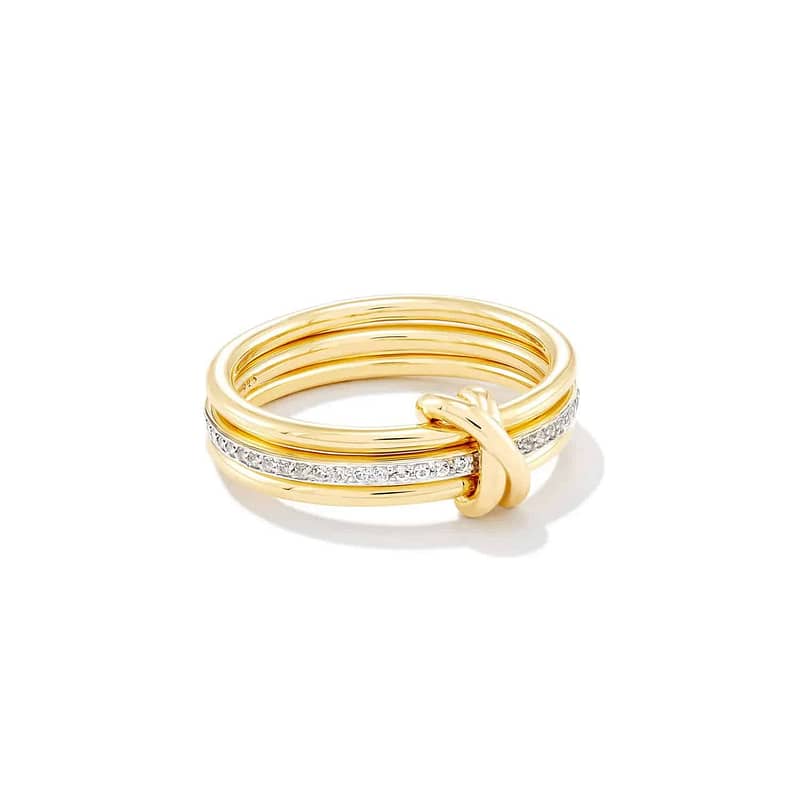 Tia 18k Gold Vermeil Band Ring in White Sapphire