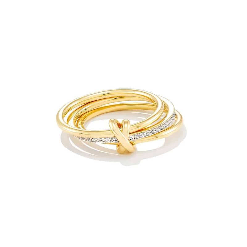 Tia 18k Gold Vermeil Band Ring in White Sapphire - Image 4